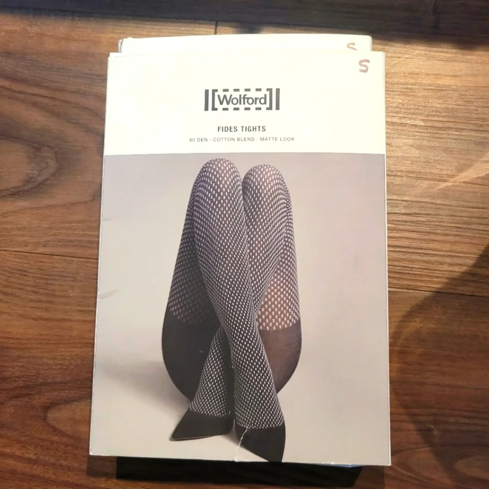 Wolford Fides Tights 90 DEN Cotton Blend Matte look Black/Ash Small New